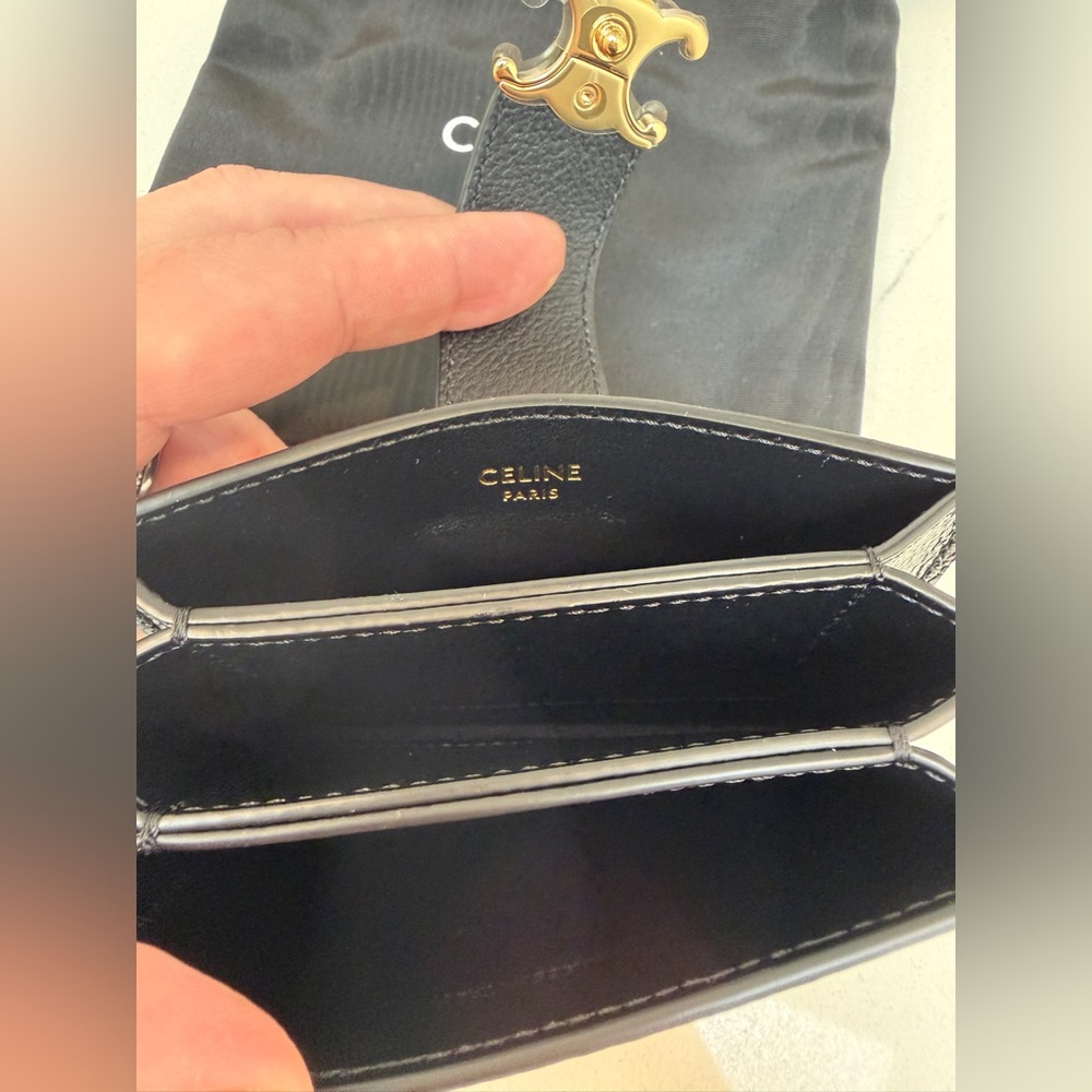 Brand New CELINE Accordion Nino Card Holder with Black Leather Gold Hardware - Picture 14 of 16